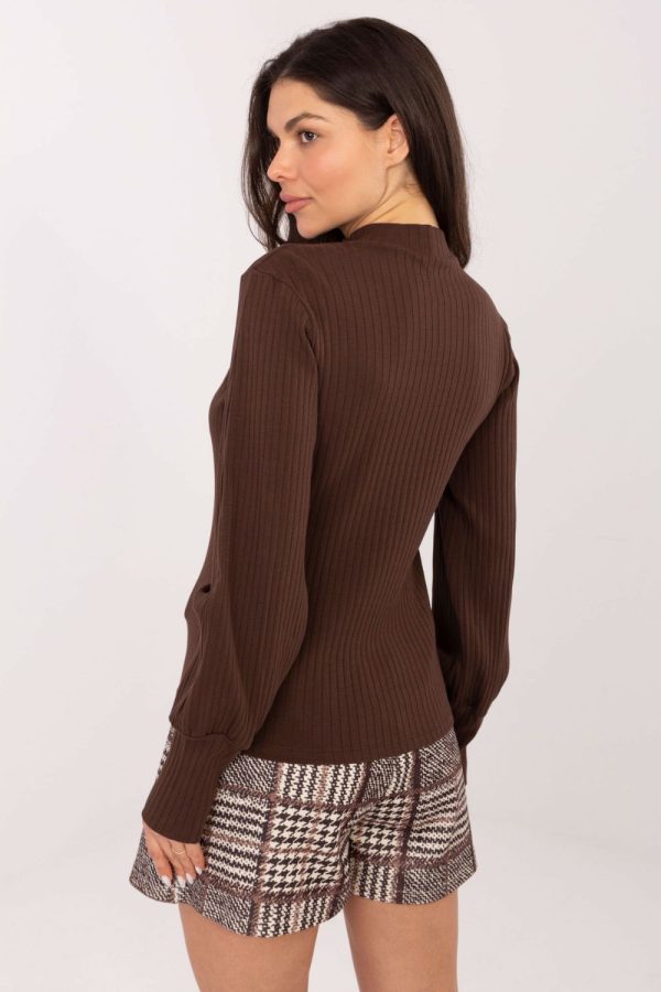 Brown Blouse in Women`s Blouses, Tunics with Cotton and Spandex