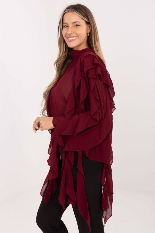 Red Blouse in Women`s Blouses, Tunics with Polyester and Viscose