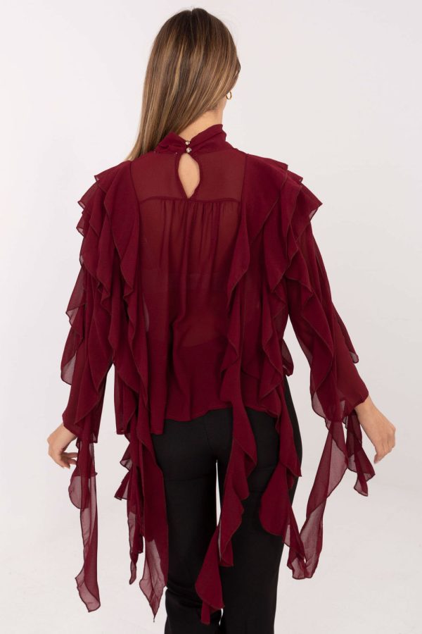 Red Blouse in Women`s Blouses, Tunics with Polyester and Viscose