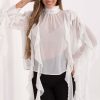Beige Blouse in Women`s Blouses, Tunics with Polyester and Viscose