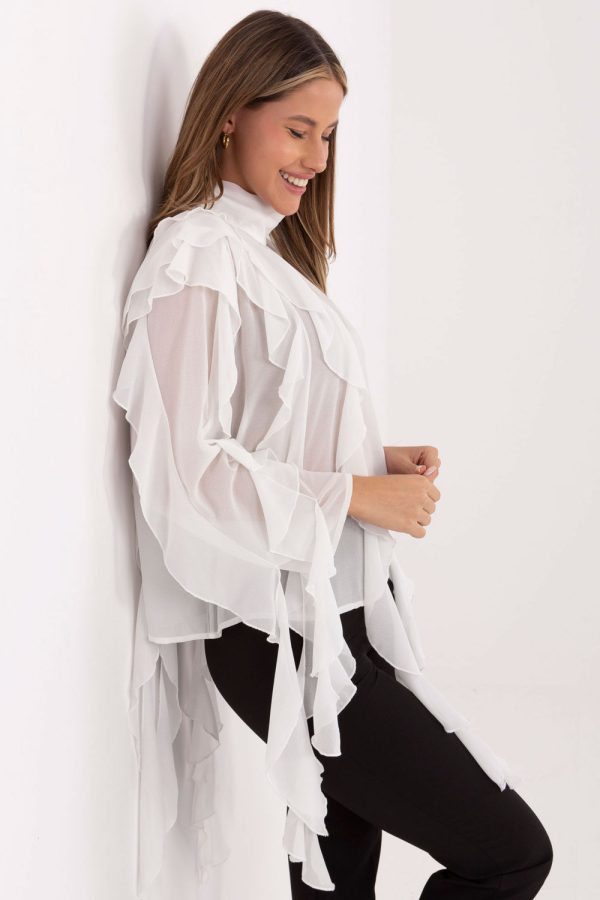 Beige Blouse in Women`s Blouses, Tunics with Polyester and Viscose