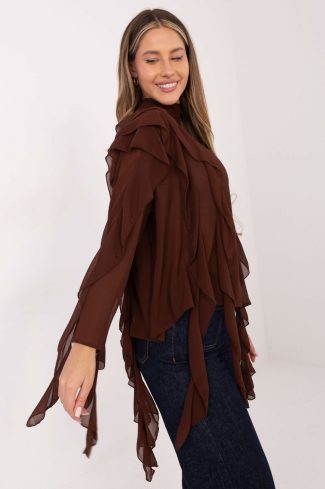 Brown Blouse in Women`s Blouses, Tunics with Polyester and Viscose
