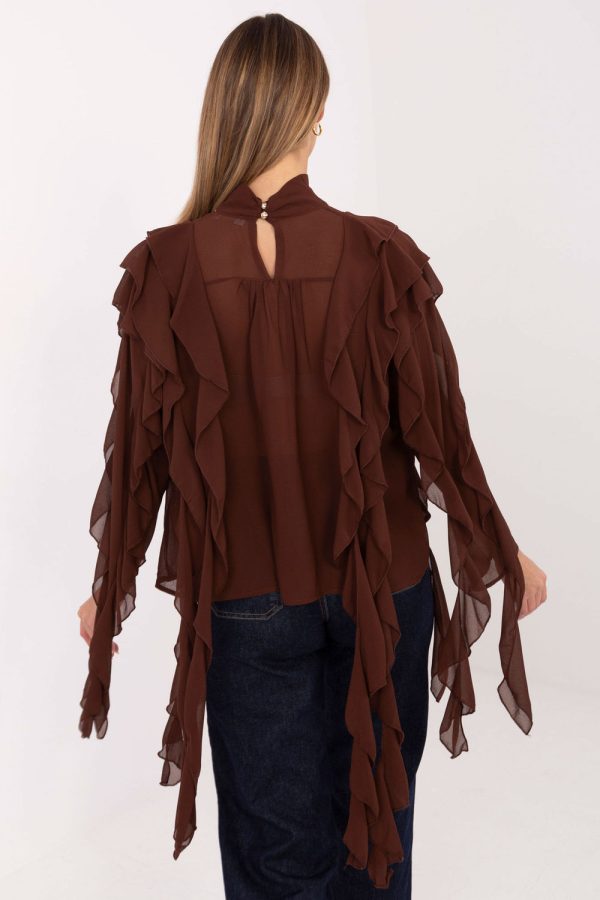 Brown Blouse in Women`s Blouses, Tunics with Polyester and Viscose