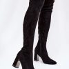 1105474.jpg Black Heel Boots in Over The Knee High Boots, Thigh High Boots with Fabric, Footbed, Upper Height and Heel Height
