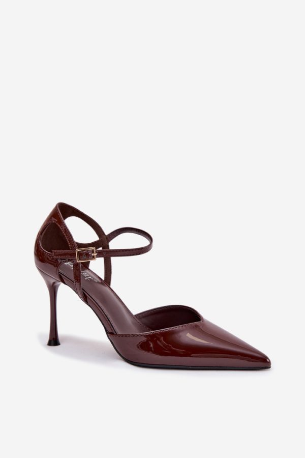 Brown High Heels in High Heels with Fabric, Footbed and Heel Height