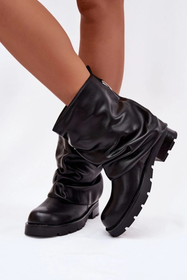 Black Boots in Women`s Ankle Boots & Booties with Fabric, Warmers, Footbed, Upper Height and Heel Height