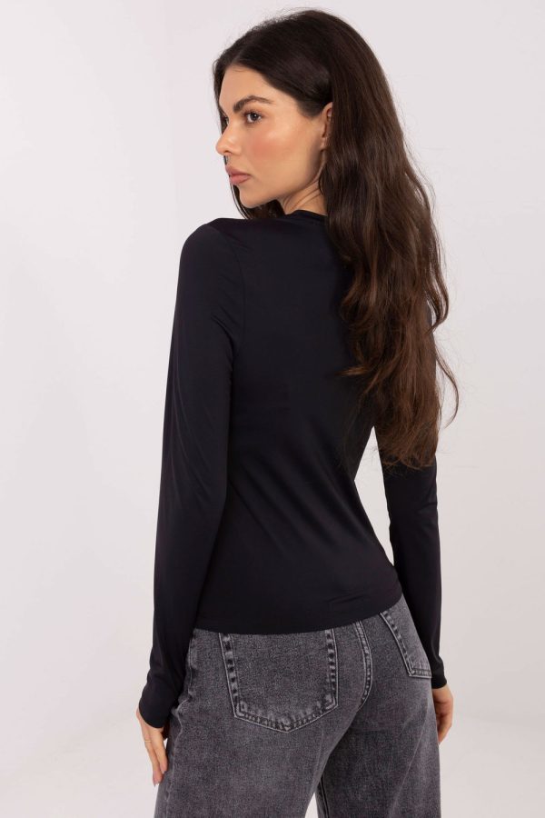 Black Blouse in Women`s Blouses, Tunics with Spandex and Polyamide