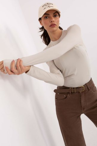 Beige Blouse in Women`s Blouses, Tunics with Spandex and Polyamide