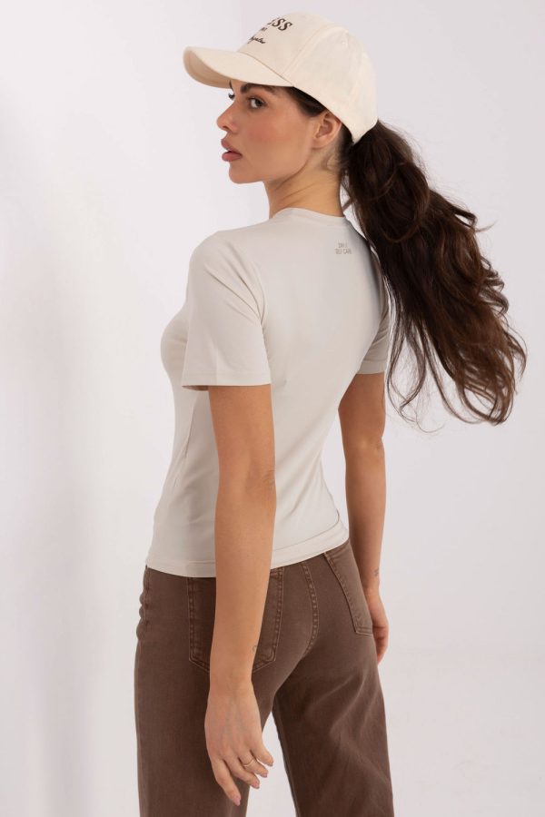 Beige Blouse in Women`s Blouses, Tunics with Spandex and Polyamide