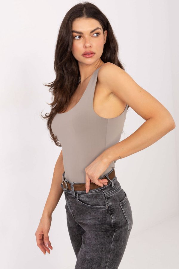 Beige Top in Undershirts / Tops with Spandex and Polyamide