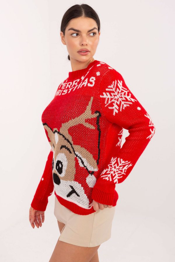 Red Jumper in Sweaters, Pullovers, Jumpers, Turtlenecks, Boleros, Shrugs with Acrylic
