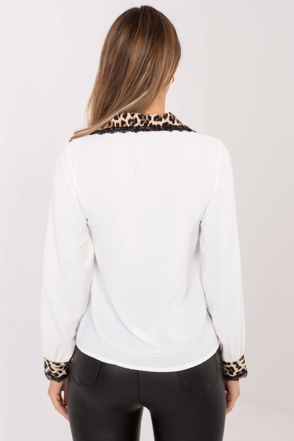 Beige Long Sleeve Shirt in Shirts For Women with Spandex, Polyester and Viscose