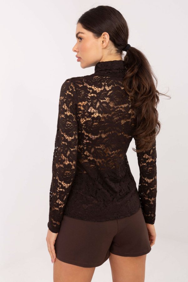 Brown Blouse in Women`s Blouses, Tunics with Spandex, Polyester and Viscose
