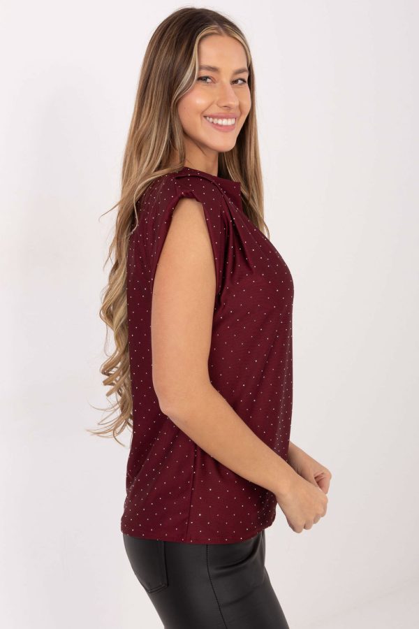 Red Blouse in Women`s Blouses, Tunics with Spandex and Polyester