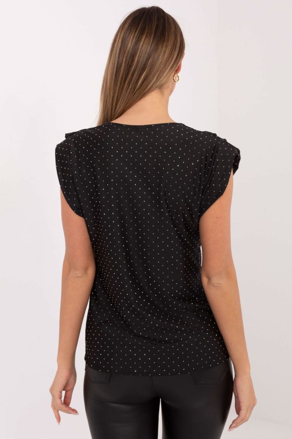 Black Blouse in Women`s Blouses, Tunics with Spandex and Polyester