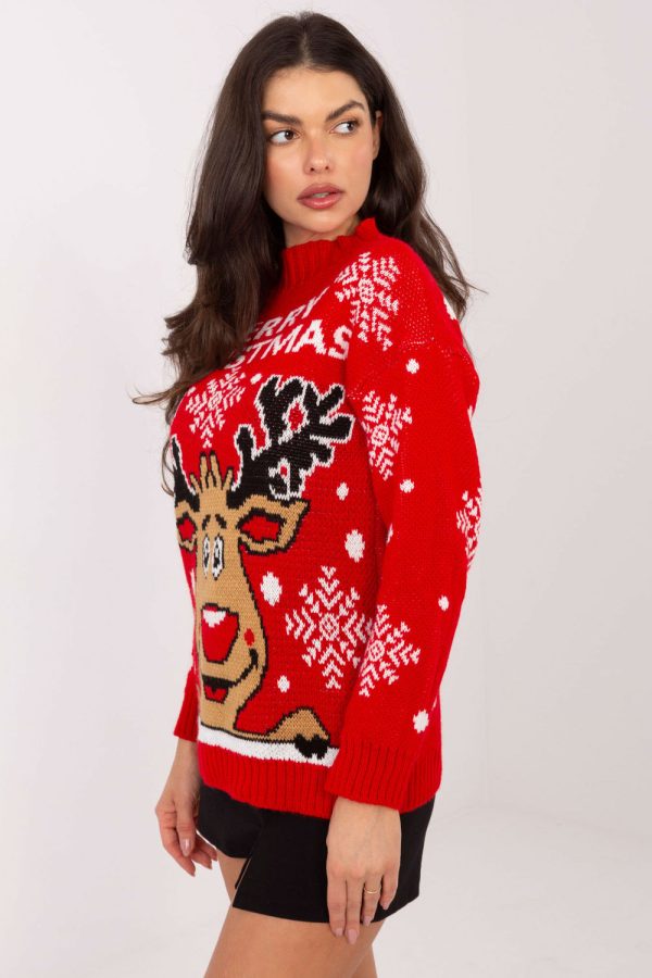 Red Jumper in Sweaters, Pullovers, Jumpers, Turtlenecks, Boleros, Shrugs with Acrylic and Polyamide