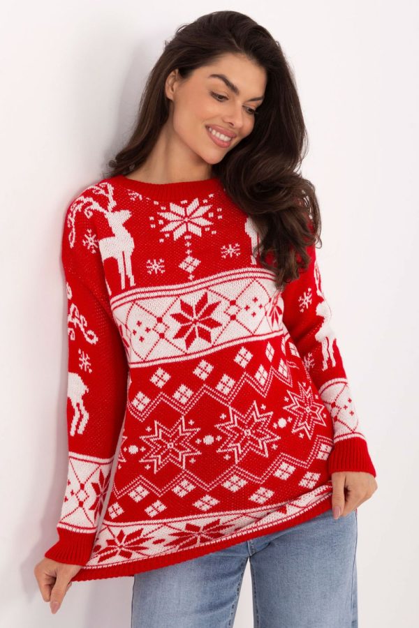 Red Jumper in Sweaters, Pullovers, Jumpers, Turtlenecks, Boleros, Shrugs with Acrylic