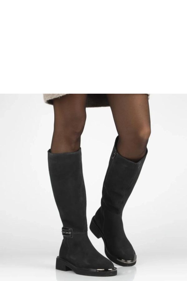 Grey Thigh-Hight Boots in Over The Knee High Boots, Thigh High Boots with Fabric, Footbed, Upper Height and Heel Height