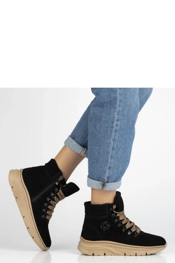 Black Platform Boots.Fabric, Footbed, Upper Height and Platform Height