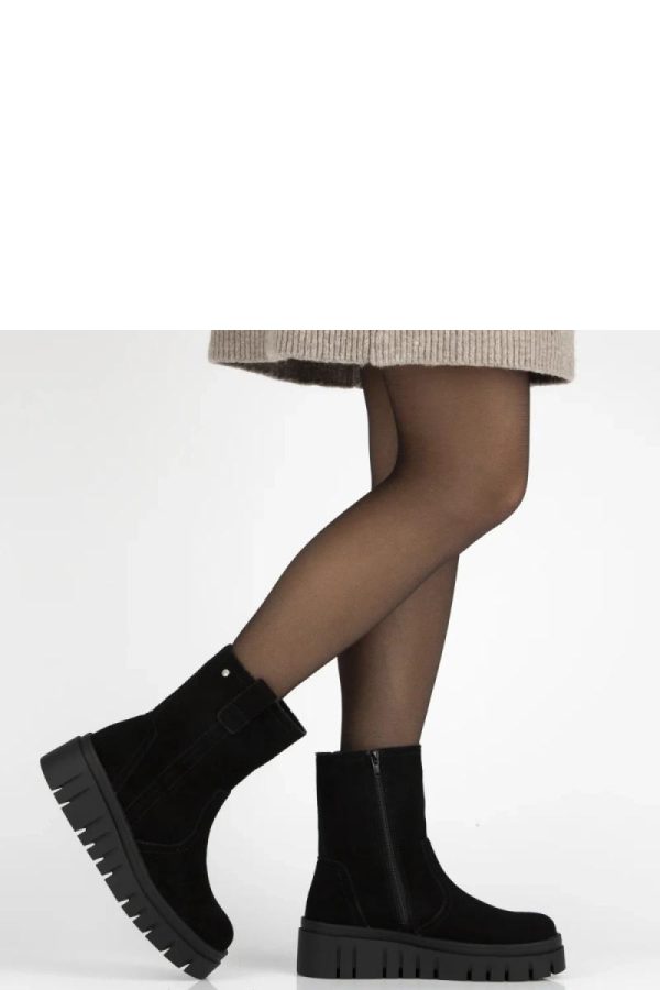Black Buskin Boots...Fabric, Footbed, Upper Height and Heel Height