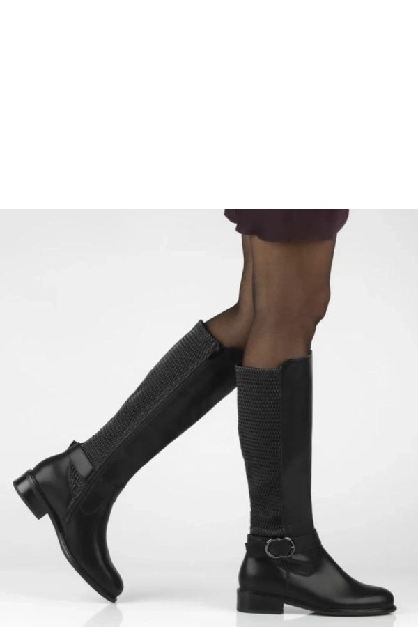 Black Thigh-Hight Boots....Fabric, Footbed, Upper Height and Heel Height