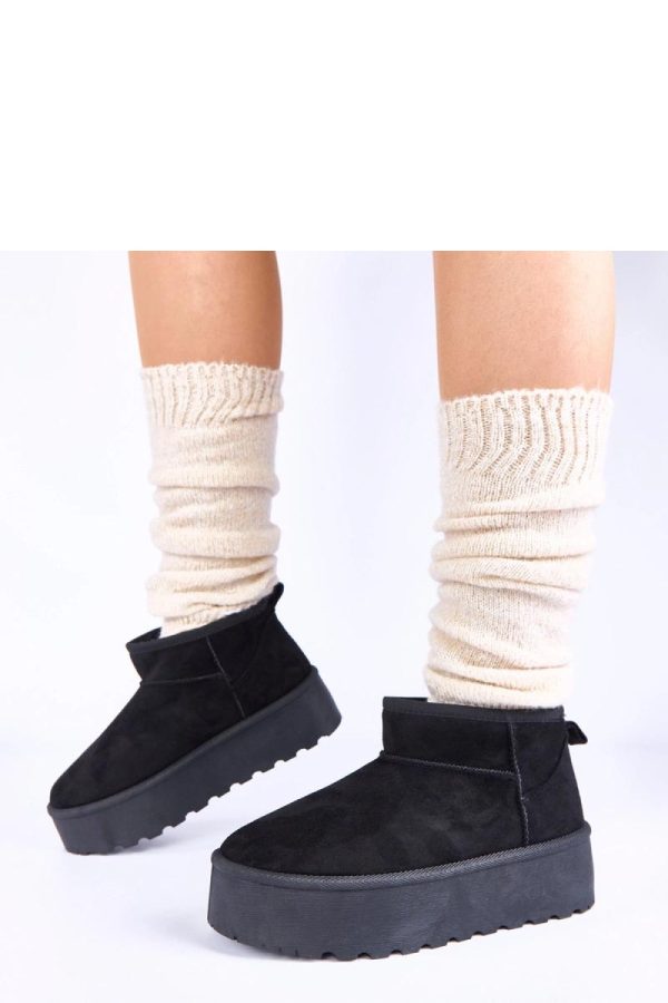 Black Snow Boots.Fabric, Footbed and Platform Height