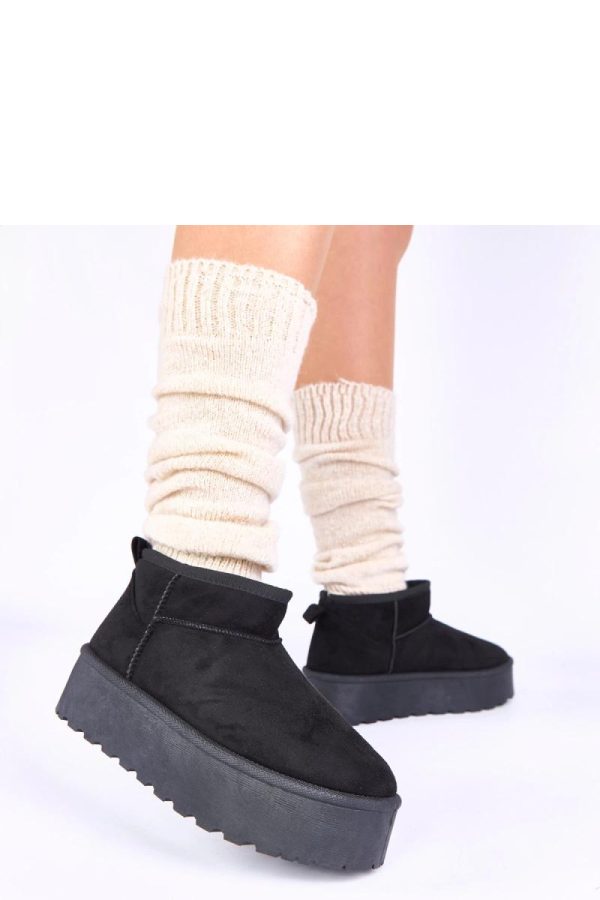 Black Snow Boots.Fabric, Footbed and Platform Height