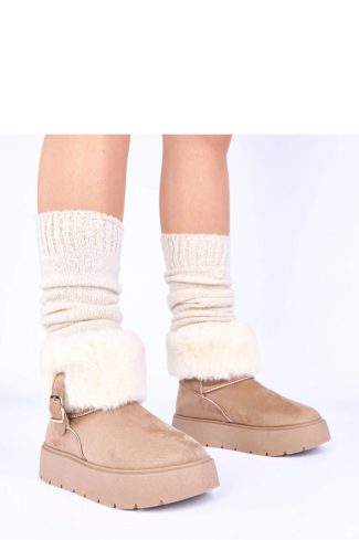 1105860 Beige Snow Boots in Women`s Ankle Boots & Booties with Fabric, Footbed and Platform Height