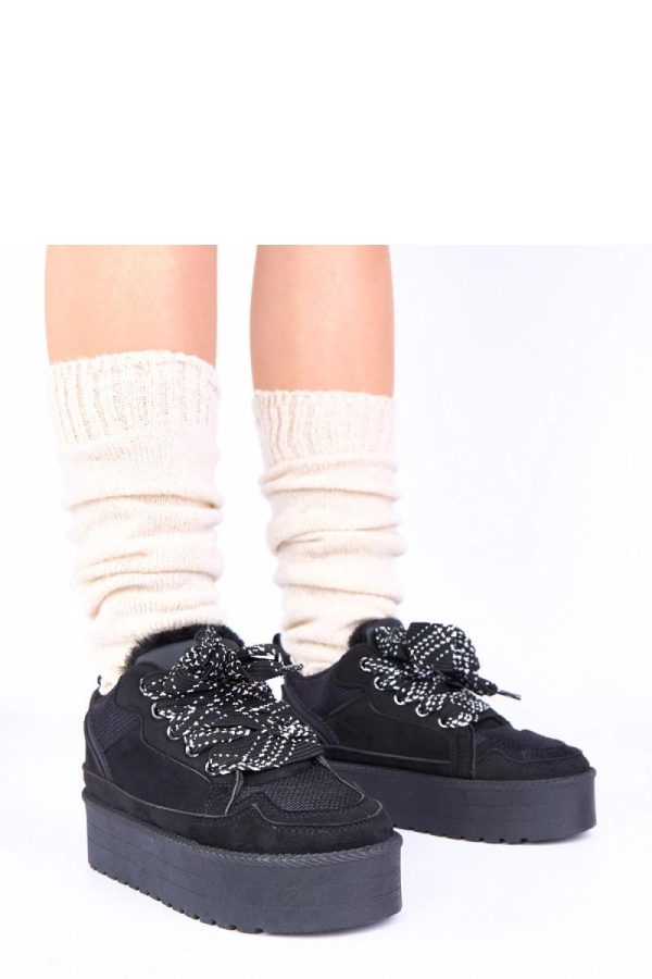 Black Platform Sneakers....Fabric, Footbed and Platform Height