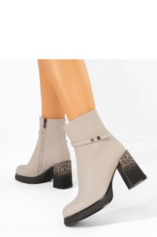 1105882 Grey Heel Boots....Fabric, Footbed, Upper Height and Heel Height