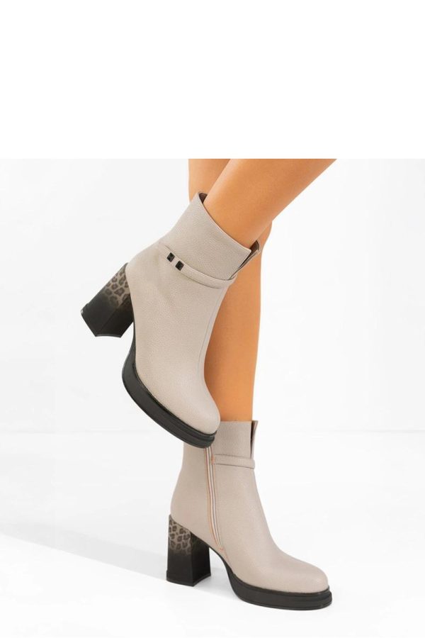 Grey Heel Boots in Women`s Ankle Boots & Booties with Fabric, Footbed, Upper Height and Heel Height
