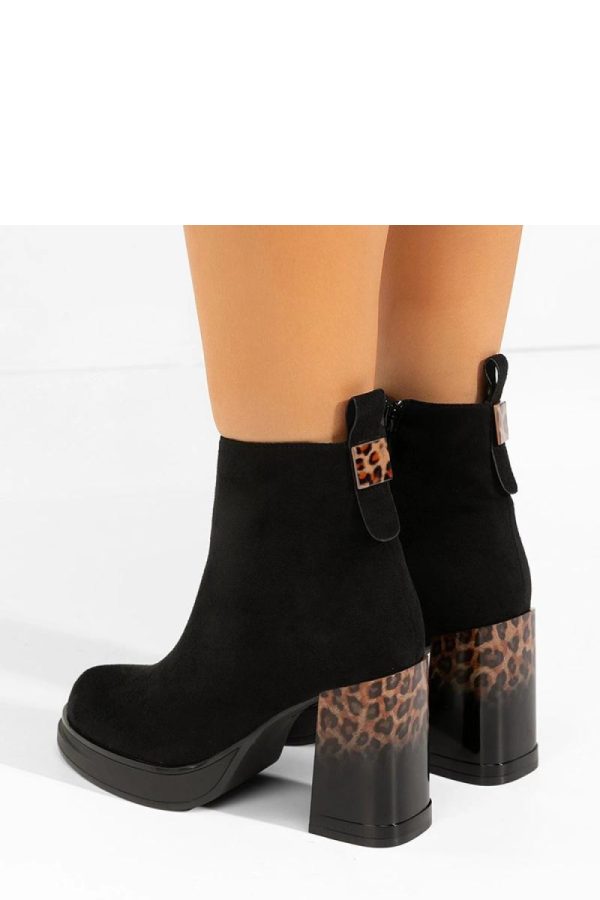 Black Heel Boots in Women`s Ankle Boots & Booties with Fabric, Footbed, Upper Height and Heel Height