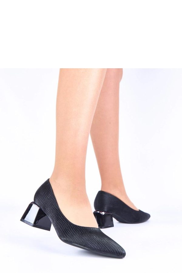 Black Block Heel Pumps..Fabric, Footbed and Heel Height
