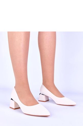 Beige Block Heel Pumps....Fabric, Footbed and Heel Height