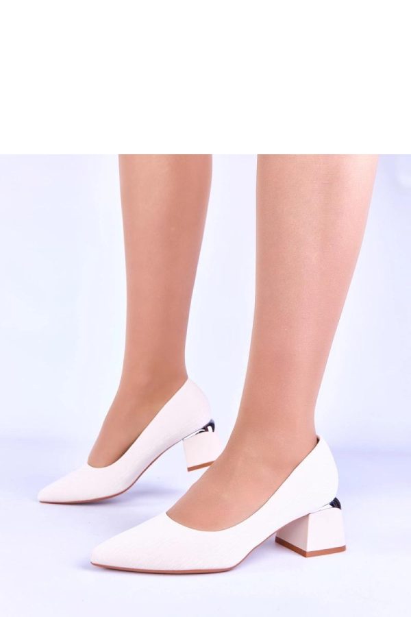 Beige Block Heel Pumps....Fabric, Footbed and Heel Height