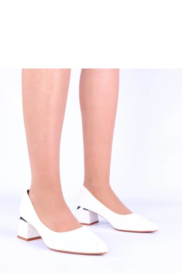 White Block Heel Pumps...Fabric, Footbed and Heel Height