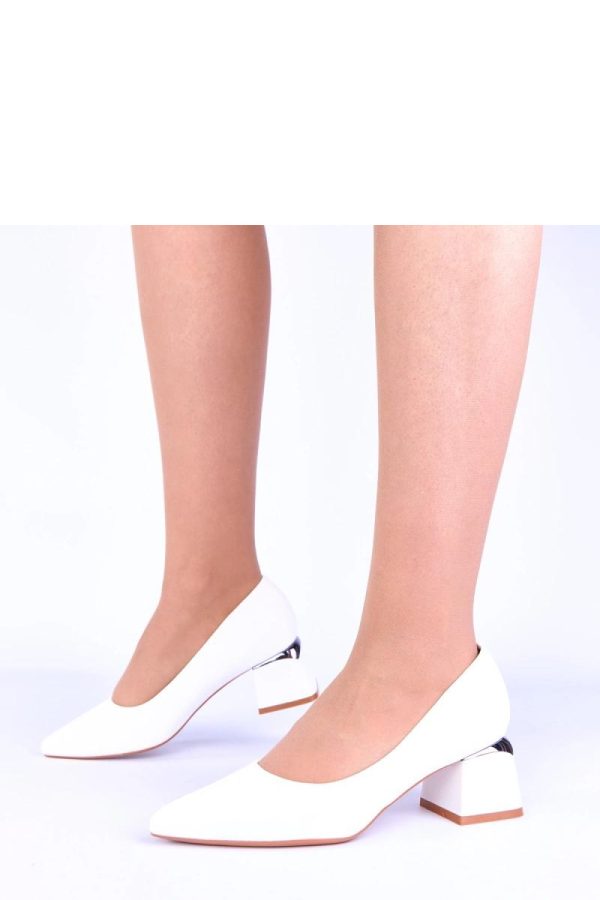 White Block Heel Pumps...Fabric, Footbed and Heel Height
