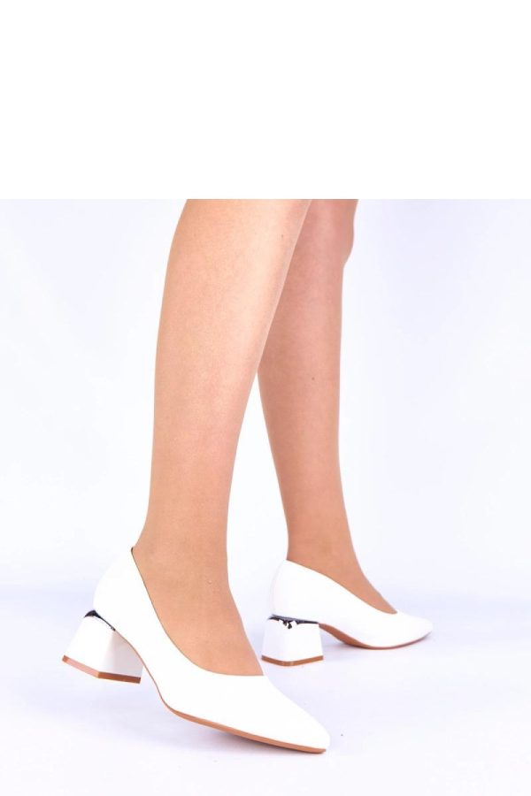 White Block Heel Pumps...Fabric, Footbed and Heel Height