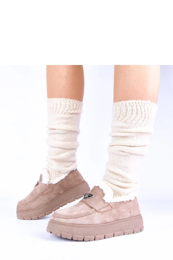 Beige Mocassin in Moccasins, Loafers with Fabric, Warmers, Footbed and Platform Height