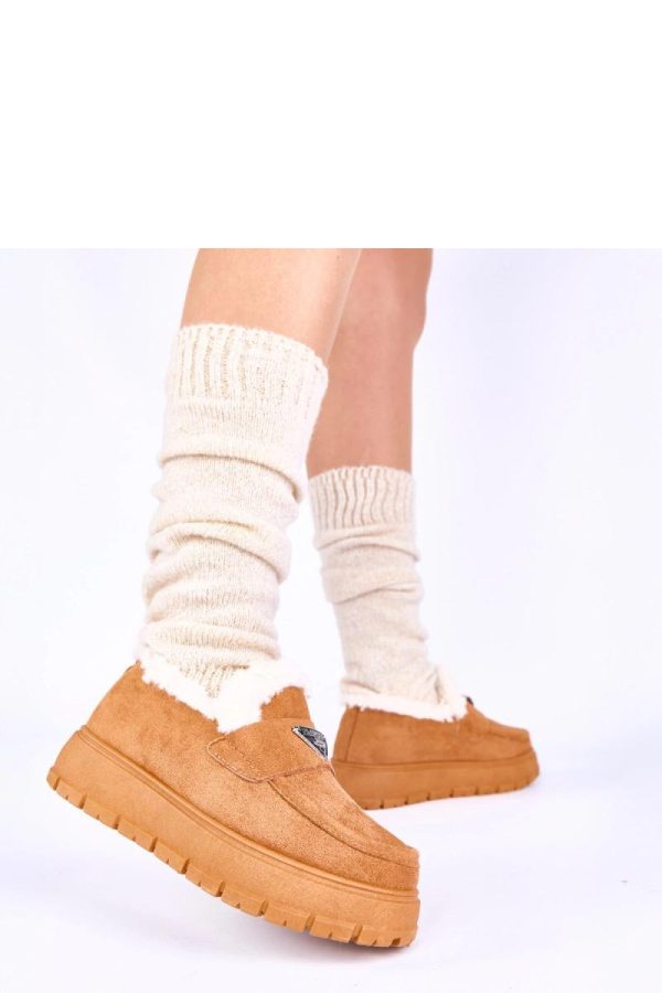 Brown Mocassin in Moccasins, Loafers with Fabric, Warmers, Footbed and Platform Height