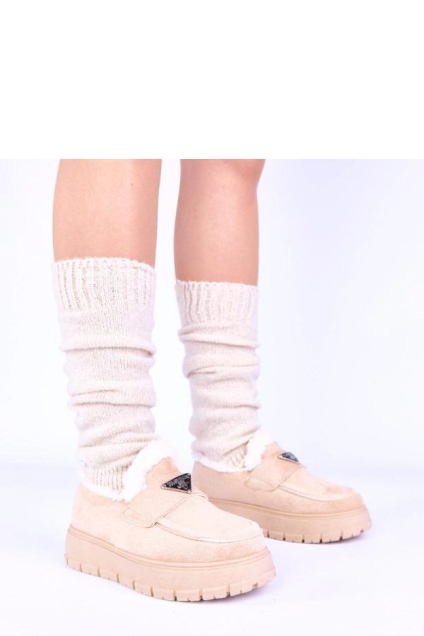Beige Mocassin...Fabric, Warmers, Footbed and Platform Height