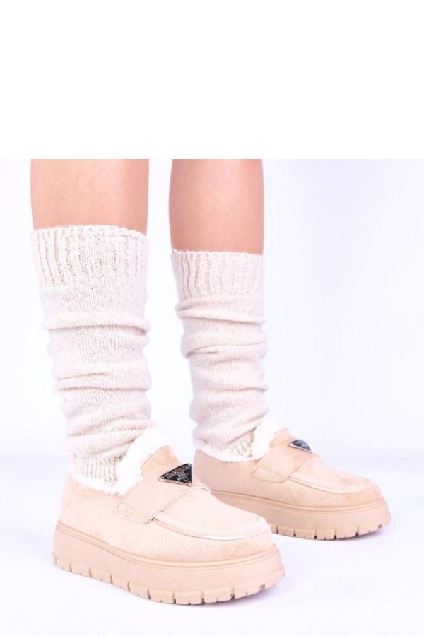 Beige Mocassin...Fabric, Warmers, Footbed and Platform Height