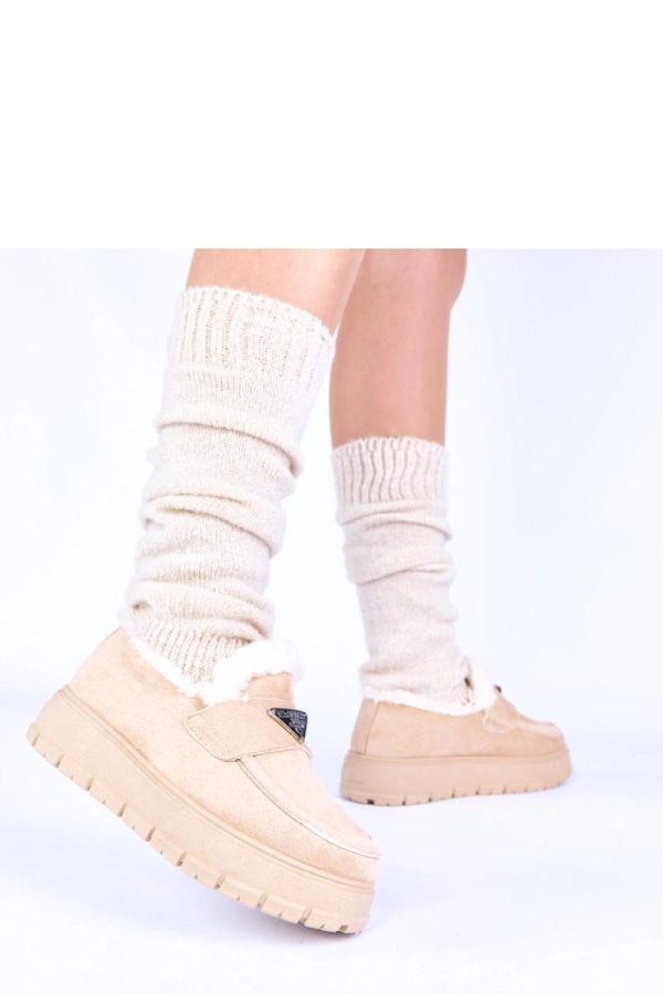 Beige Mocassin...Fabric, Warmers, Footbed and Platform Height