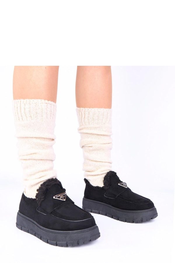 Black Mocassin in Moccasins, Loafers with Fabric, Warmers, Footbed and Platform Height