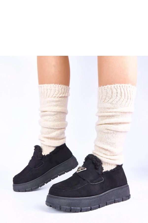 Black Mocassin in Moccasins, Loafers with Fabric, Warmers, Footbed and Platform Height