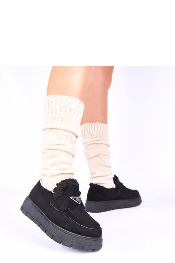 Black Mocassin in Moccasins, Loafers with Fabric, Warmers, Footbed and Platform Height