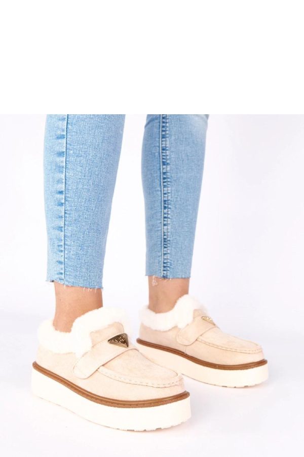Beige Mocassin...Fabric, Warmers, Footbed and Platform Height