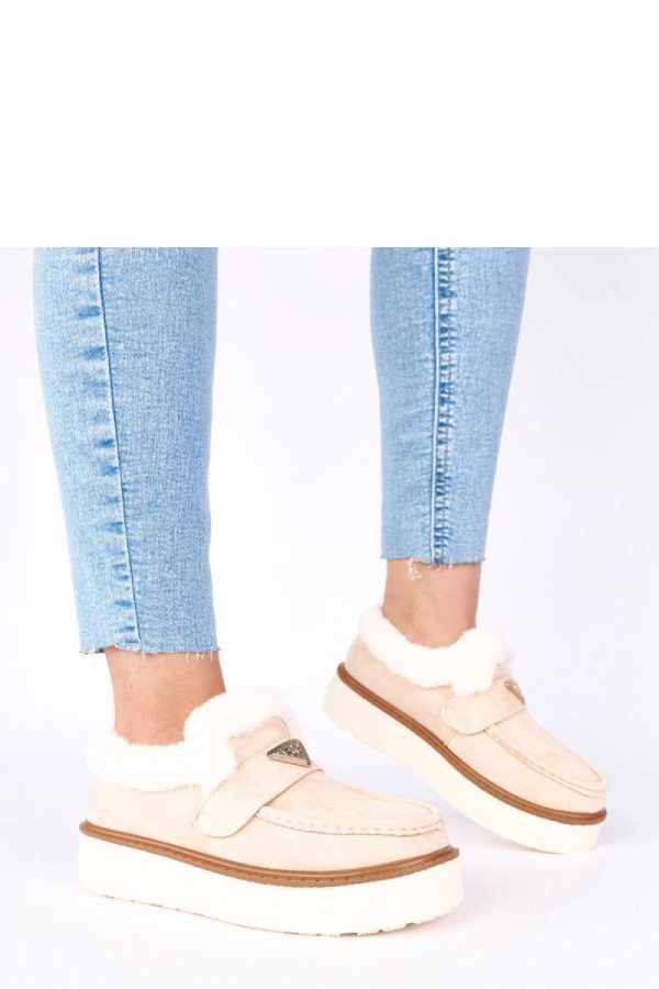 Beige Mocassin...Fabric, Warmers, Footbed and Platform Height
