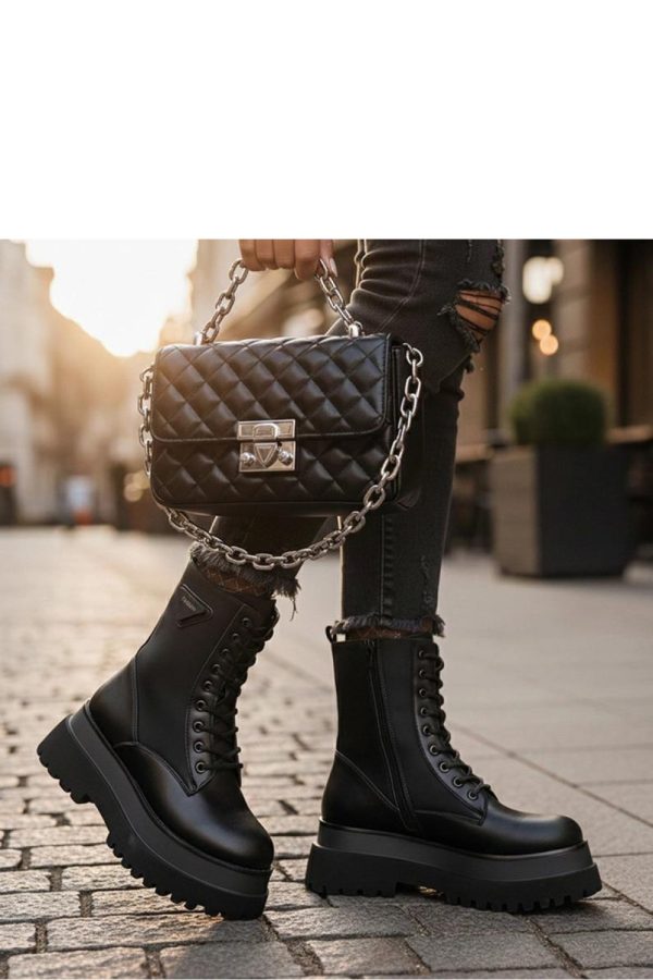 Black Platform Boots...Fabric, Footbed, Upper Height and Platform Height