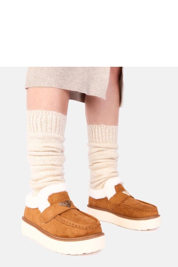 Brown Mocassin....Fabric, Warmers, Footbed and Platform Height